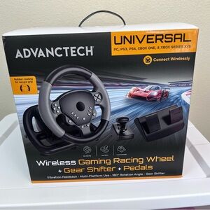 Advantech Wireless Gaming Racing Wheel with Gear Shifter and Pedals XBOX, PC, PS